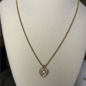 Vintage Christian Dior Gold Crystal Heart Necklace